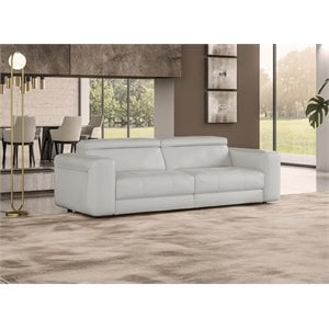 Pemberly Row Adjustable Leather & Fabric Sofa Bed in Gray