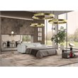 Pemberly Row Adjustable Leather & Fabric Sofa Bed in Gray