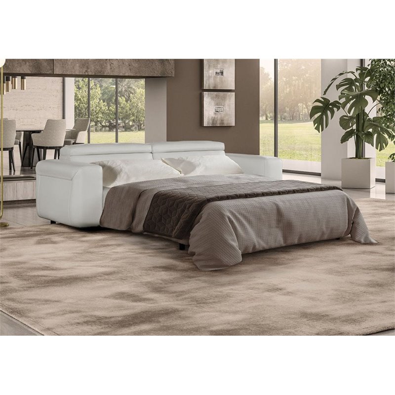 Pemberly Row Adjustable Leather & Fabric Sofa Bed in Gray