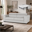 Pemberly Row Adjustable Leather & Fabric Sofa Bed in Gray