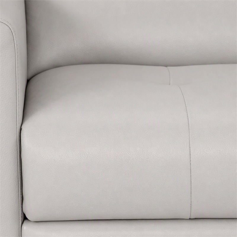 Pemberly Row Adjustable Leather & Fabric Sofa Bed in Gray