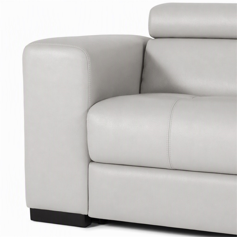 Pemberly Row Adjustable Leather & Fabric Sofa Bed in Gray