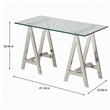 Pemberly Row Modern Glass Console Table with Stainless Steel Base in Clear