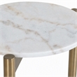Pemberly Row Round Marble and Stainless Steel End Table in White and Gold