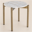 Pemberly Row Round Marble and Stainless Steel End Table in White and Gold
