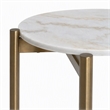 Pemberly Row Round Marble and Stainless Steel End Table in White and Gold