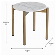 Pemberly Row Round Marble and Stainless Steel End Table in White and Gold