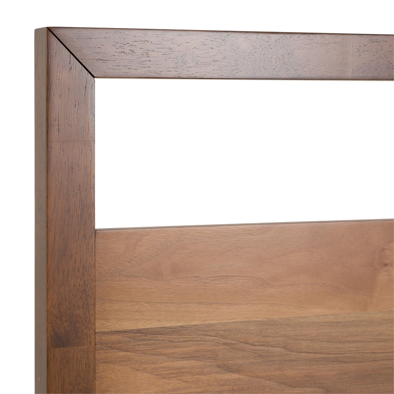 Pemberly Row Modern Queen Bed in Walnut Veneer Finish with Parsons Legs