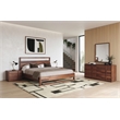 Pemberly Row Modern Queen Bed in Walnut Veneer Finish with Parsons Legs