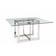 Pemberly Row Square Dining Table with Glass Top and Steel Base for 8 Seats