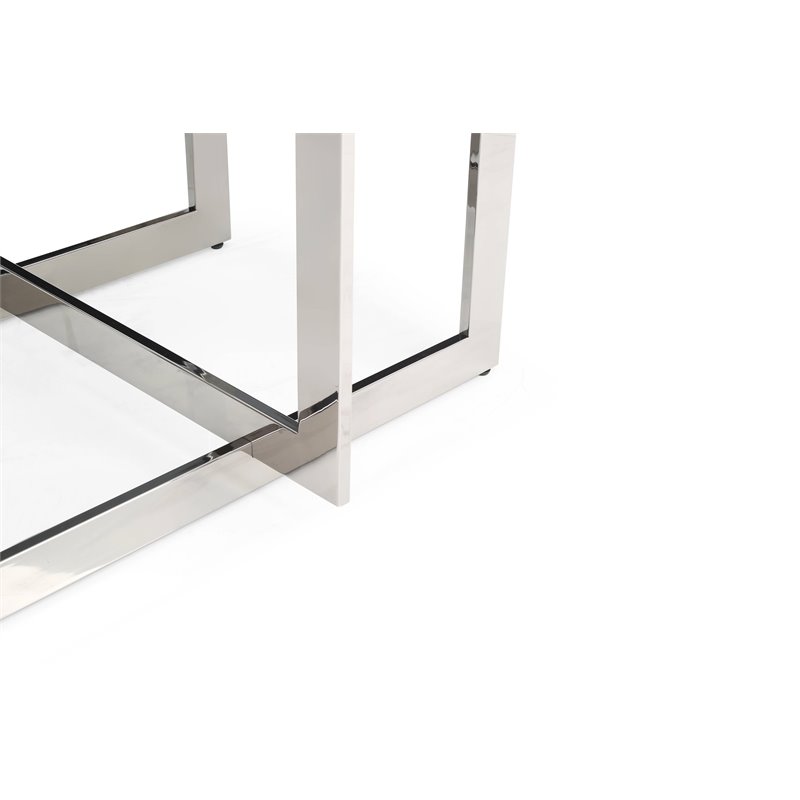 Pemberly Row Square Dining Table with Glass Top and Steel Base for 8 Seats