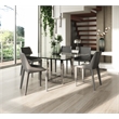Pemberly Row Square Dining Table with Glass Top and Steel Base for 8 Seats