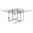 Pemberly Row Square Dining Table with Glass Top and Steel Base for 8 Seats