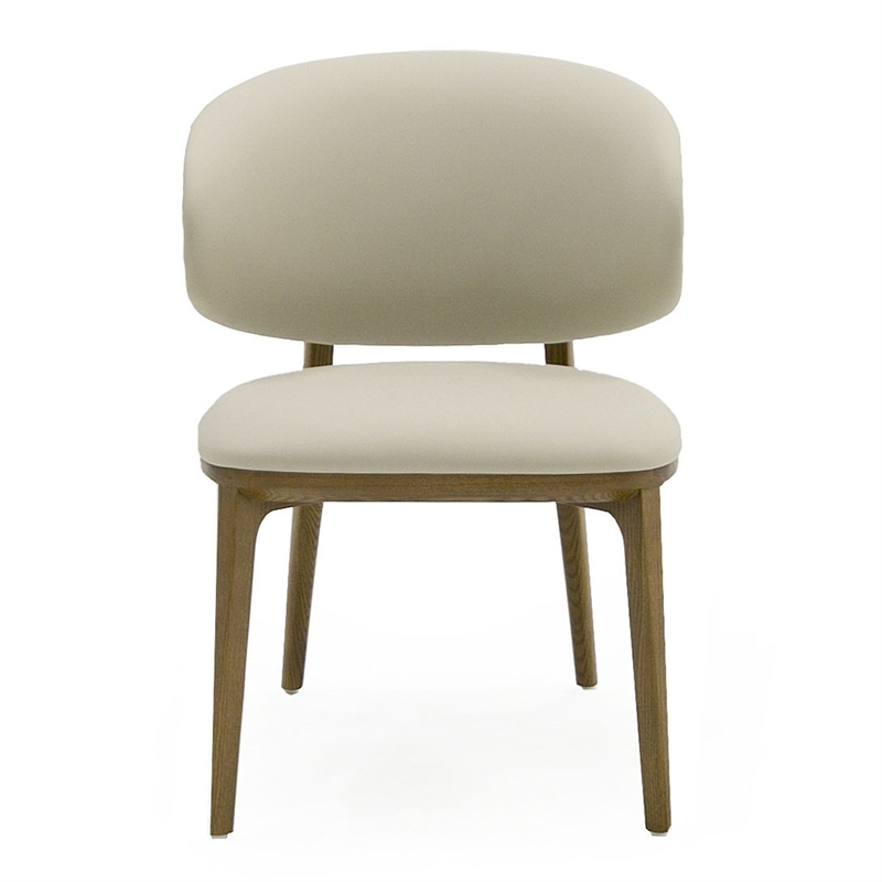 Pemberly Row Chance Contemporary Dining Chair in Cream Faux Leather