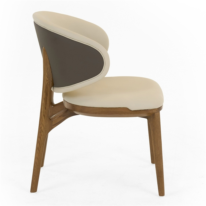 Pemberly Row Chance Contemporary Dining Chair in Cream Faux Leather