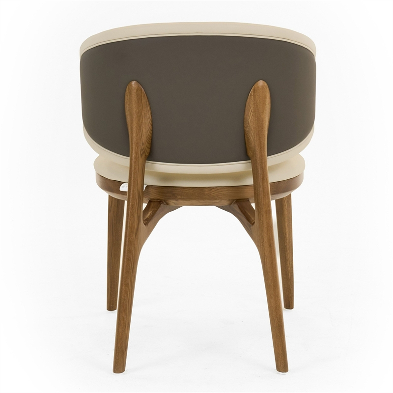 Pemberly Row Chance Contemporary Dining Chair in Cream Faux Leather