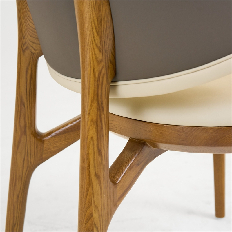 Pemberly Row Chance Contemporary Dining Chair in Cream Faux Leather