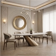 Pemberly Row Chance Contemporary Dining Chair in Cream Faux Leather