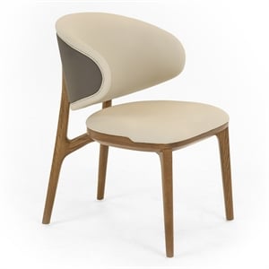 Pemberly Row Chance Contemporary Dining Chair in Cream Faux Leather