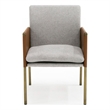 Pemberly Row Upholstered Fabric Arm Dining Chair in Light Gray and Camel