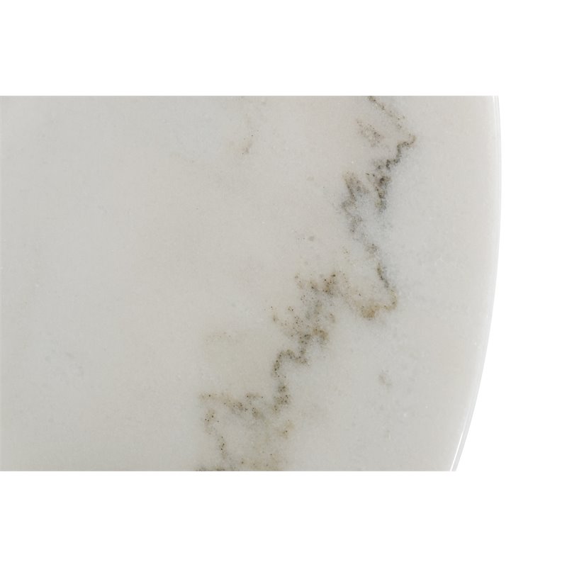 Pemberly Row Marble End Table with Gold Stainless Steel Base in White