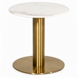 Pemberly Row Marble End Table with Gold Stainless Steel Base in White