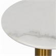 Pemberly Row Marble End Table with Gold Stainless Steel Base in White