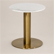 Pemberly Row Marble End Table with Gold Stainless Steel Base in White