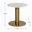 Pemberly Row Marble End Table with Gold Stainless Steel Base in White