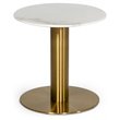 Pemberly Row Marble End Table with Gold Stainless Steel Base in White