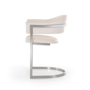 Pemberly Row Contemporary Faux Leather & Steel Dining Chair in White