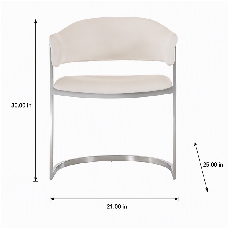 Pemberly Row Contemporary Faux Leather & Steel Dining Chair in White