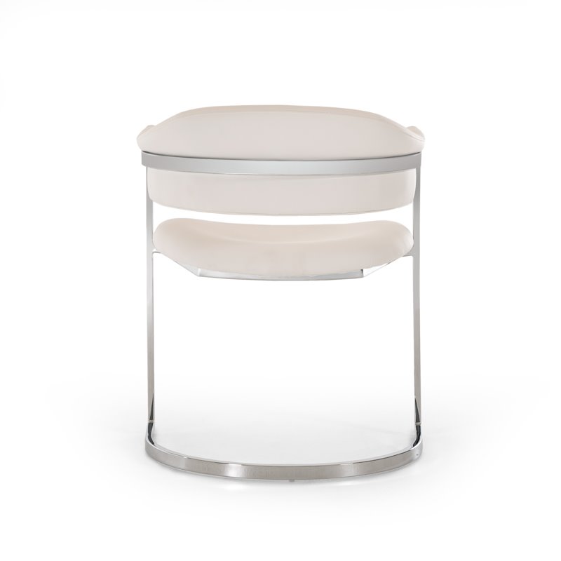 Pemberly Row Contemporary Faux Leather & Steel Dining Chair in White