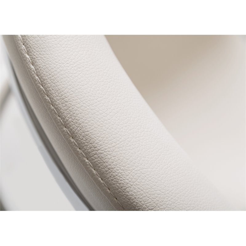 Pemberly Row Contemporary Faux Leather & Steel Dining Chair in White