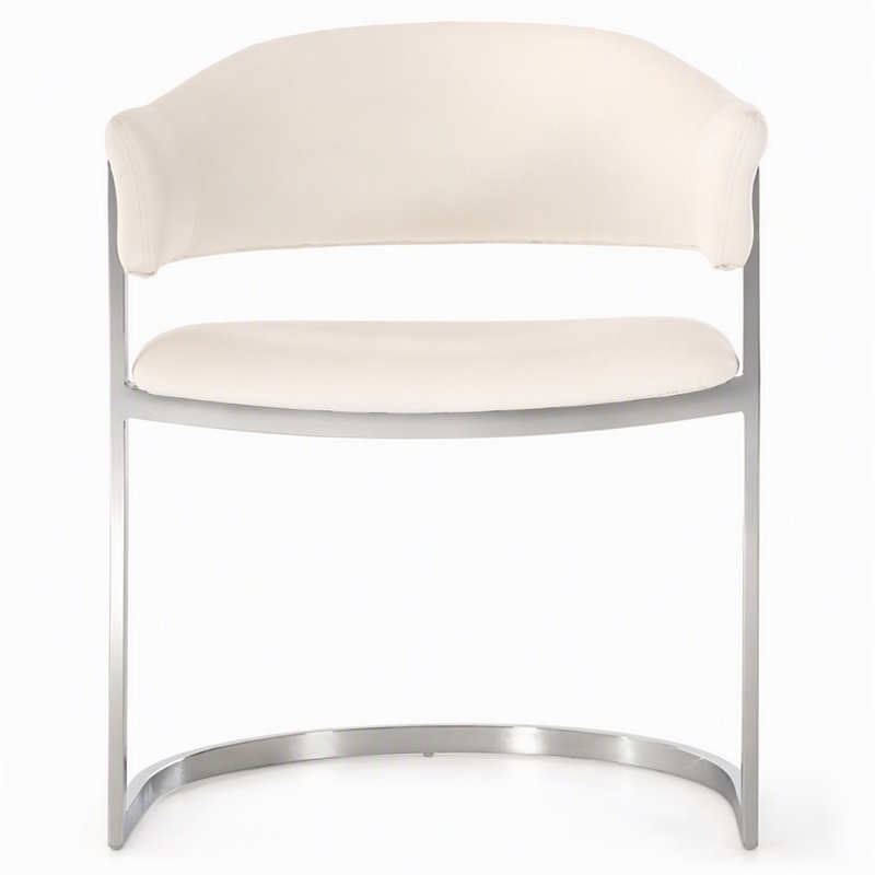 Pemberly Row Contemporary Faux Leather & Steel Dining Chair in White