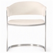 Pemberly Row Contemporary Faux Leather & Steel Dining Chair in White