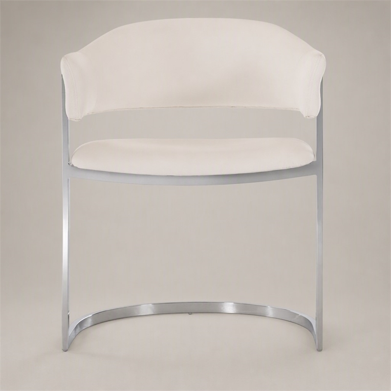Pemberly Row Contemporary Faux Leather & Steel Dining Chair in White
