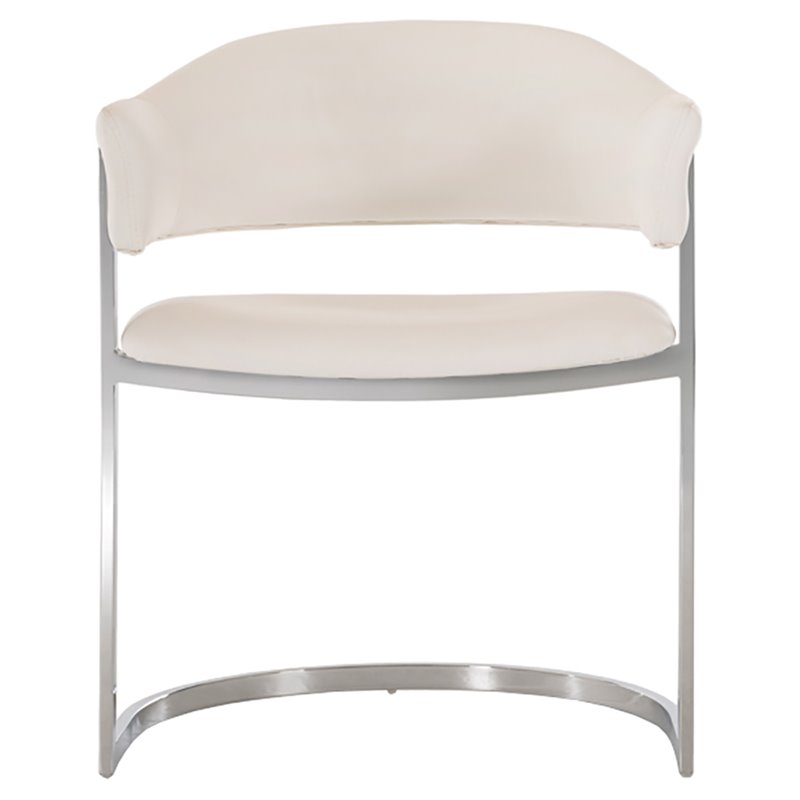Pemberly Row Contemporary Faux Leather & Steel Dining Chair in White