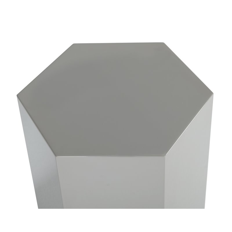 Pemberly Row Hexagonal MDF Veneer End Table in Light Grey