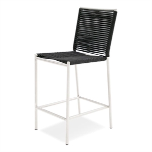Pemberly Row 26&quot Stainless Steel Counter Stool with Bungee Cord in Black
