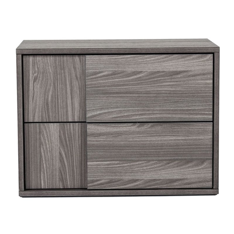 Pemberly Row 2-Drawer MDF Wood Nightstand in Matte Elm Gray