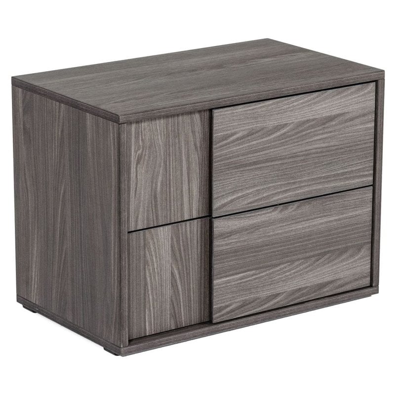 Pemberly Row 2-Drawer MDF Wood Nightstand in Matte Elm Gray