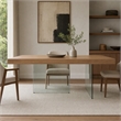 Pemberly Row Rectangular Veneer & Glass Dining Table in Walnut/Clear