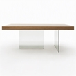 Pemberly Row Rectangular Veneer & Glass Dining Table in Walnut/Clear