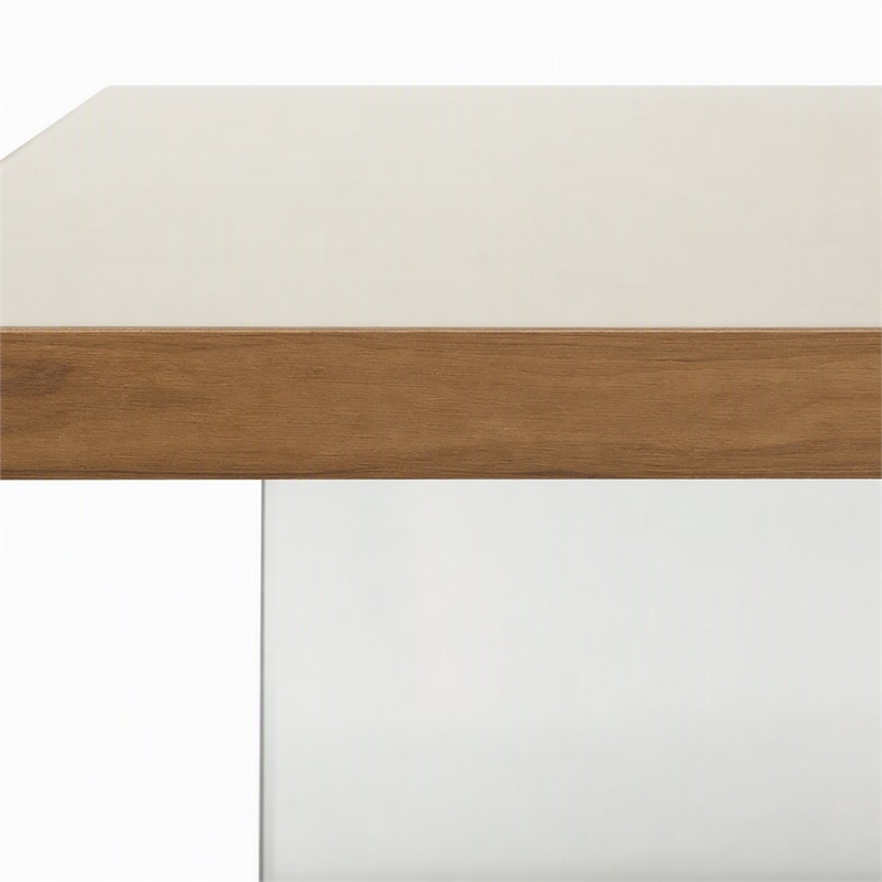 Pemberly Row Rectangular Veneer & Glass Dining Table in Walnut/Clear