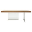 Pemberly Row Rectangular Veneer & Glass Dining Table in Walnut/Clear
