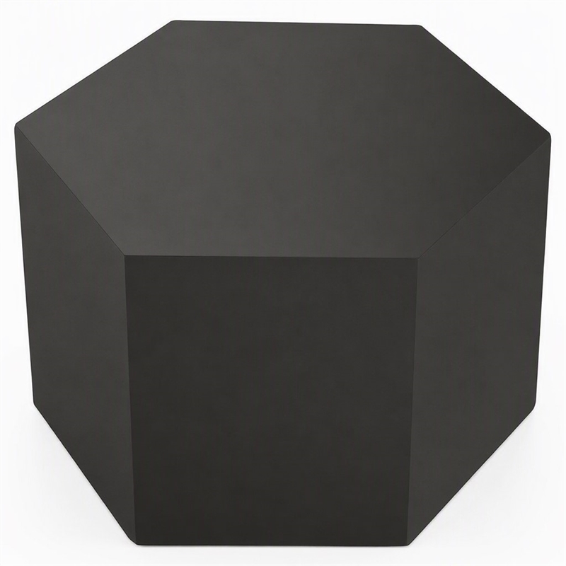 Pemberly Row Hexagonal Small MDF Wood End Table in Grey High Gloss