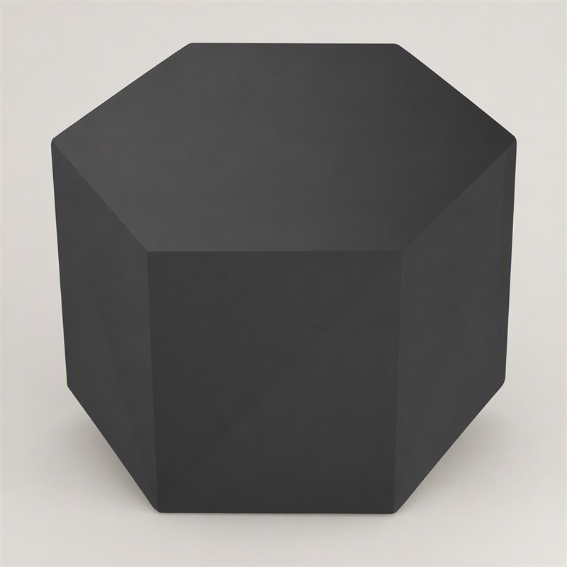 Pemberly Row Hexagonal Small MDF Wood End Table in Grey High Gloss