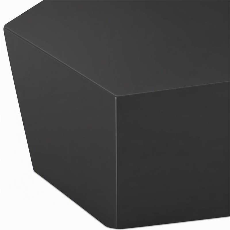 Pemberly Row Hexagonal Small MDF Wood End Table in Grey High Gloss