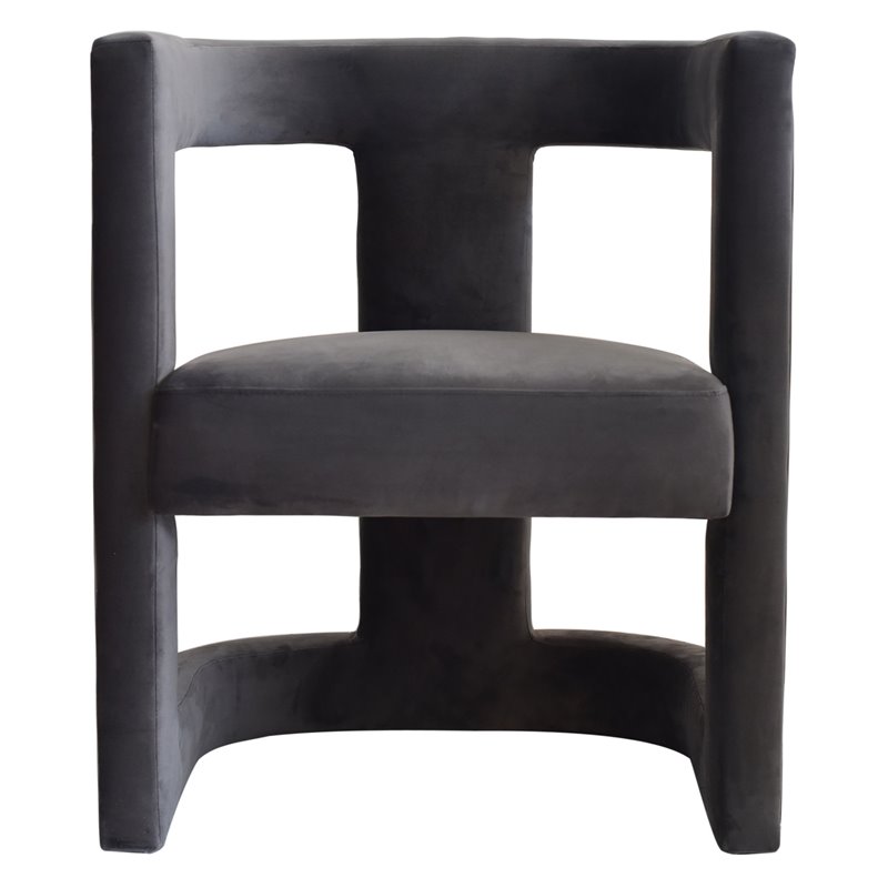Pemberly Row Velvet Upholstered Accent Chair in Dark Gray